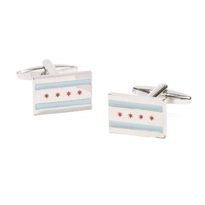 Chicago Flag Silver Cufflinks featured image