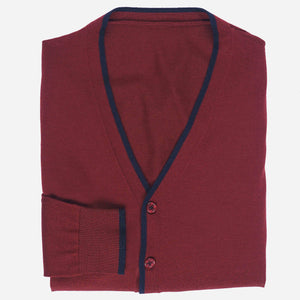 Perfect Tipped Merino Wool Cardigan Burgundy Sweater alternated image 2