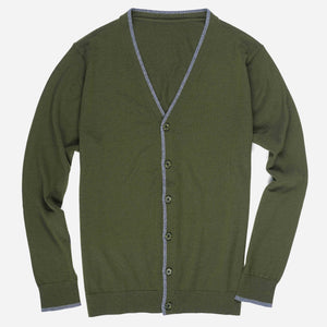 Perfect Tipped Merino Wool Cardigan Olive Sweater featured image