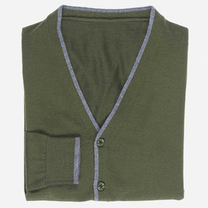 Perfect Tipped Merino Wool Cardigan Olive Sweater alternated image 2