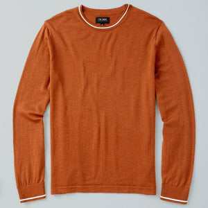 Perfect Tipped Merino Wool Crewneck Rust Sweater featured image