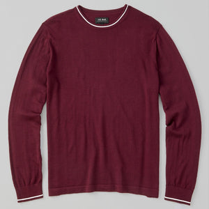 Perfect Tipped Merino Wool Crewneck Burgundy Sweater featured image