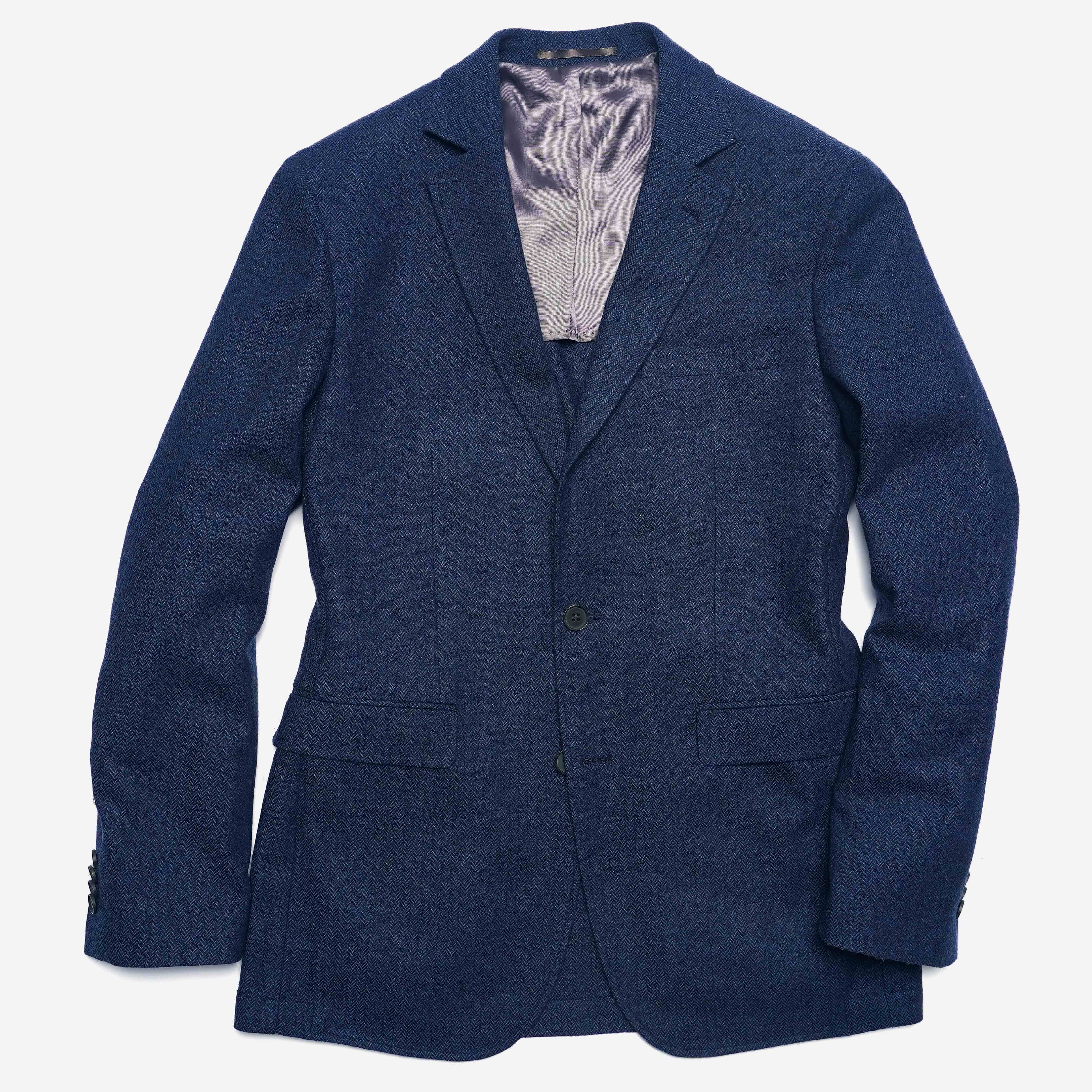 The Wool Miracle Herringbone Navy Jacket | Men's Wool Jackets