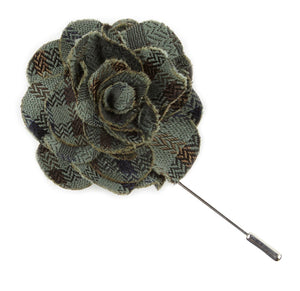 Southeast Plaid Moss Green Lapel Flower