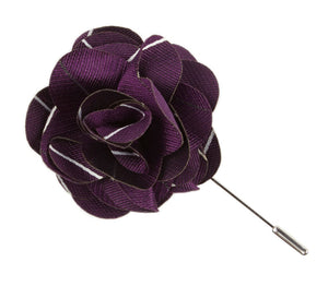 Pencil Pinstripe Plum Lapel Flower