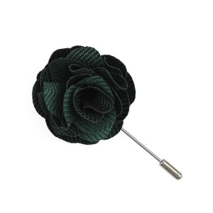 Verge Herringbone Hunter Green Lapel Flower