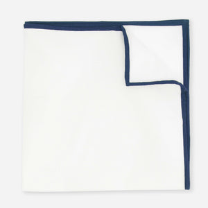 White Cotton With Border Navy Pocket Square featured image