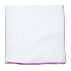 White Cotton With Border Pink Pocket Square featured image