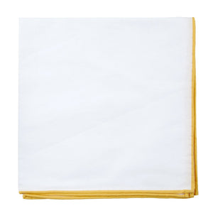 White Cotton With Border Yellow Gold Pocket Square