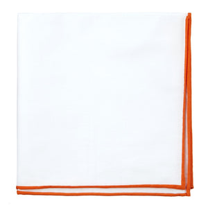 White Cotton With Border Tangerine Pocket Square featured image