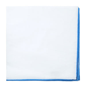 White Cotton With Border Mystic Blue Pocket Square