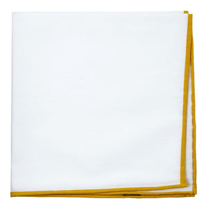 White Cotton With Border Mustard Pocket Square featured image