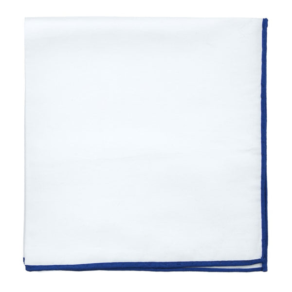 White Cotton With Border Royal Blue Pocket Square | Cotton Pocket ...