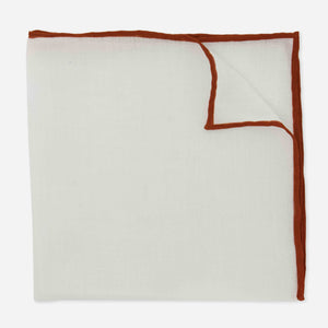 White Linen With Rolled Border Copper Pocket Square featured image