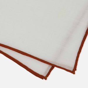 White Linen With Rolled Border Copper Pocket Square alternated image 2