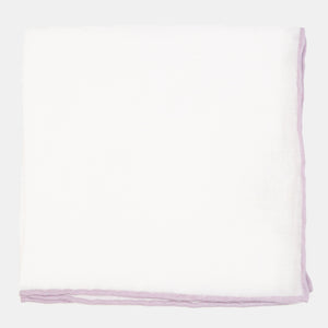 White Linen With Rolled Border Mauve Stone Pocket Square featured image