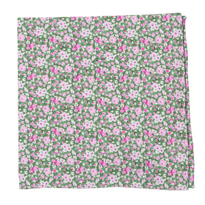 Freesia Floral Olive Pocket Square