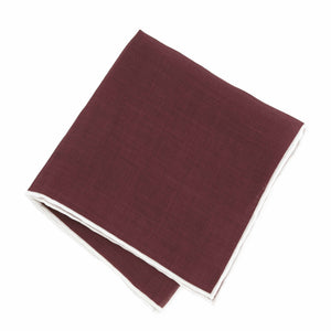 Linen with White Border Burgundy Pocket Square alternated image 2