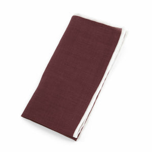 Linen with White Border Burgundy Pocket Square alternated image 1