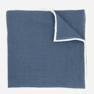 Linen with White Border Denim Blue Pocket Square featured image