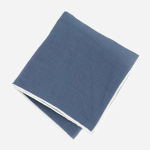 Linen with White Border Denim Blue Pocket Square alternated image 2