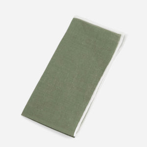 Linen with White Border Olive Green Pocket Square alternated image 1