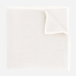 Linen with White Border Light Grey Pocket Square