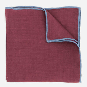 Linen with Color Pop Border Burgundy Pocket Square