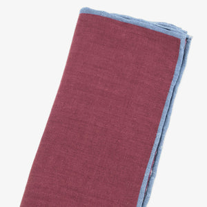 Linen with Color Pop Border Burgundy Pocket Square alternated image 1