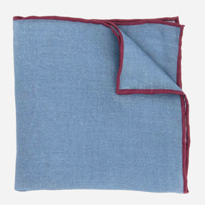 Linen with Color Pop Border Denim Blue Pocket Square featured image