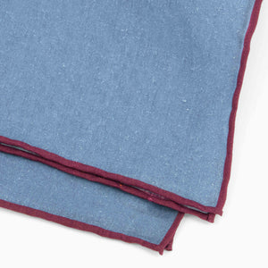 Linen with Color Pop Border Denim Blue Pocket Square alternated image 2