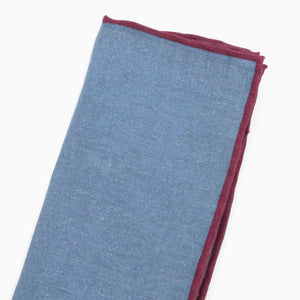 Linen with Color Pop Border Denim Blue Pocket Square alternated image 1