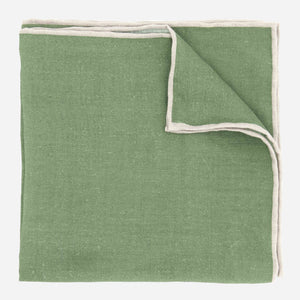 Linen with Color Pop Border Olive Green Pocket Square