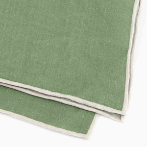 Linen with Color Pop Border Olive Green Pocket Square alternated image 2