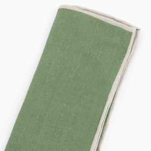 Linen with Color Pop Border Olive Green Pocket Square alternated image 1
