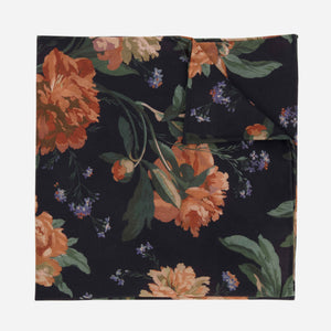 Decadent Blooms Black Pocket Square