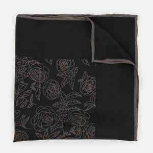 Line Art Floral Black Pocket Square featured image