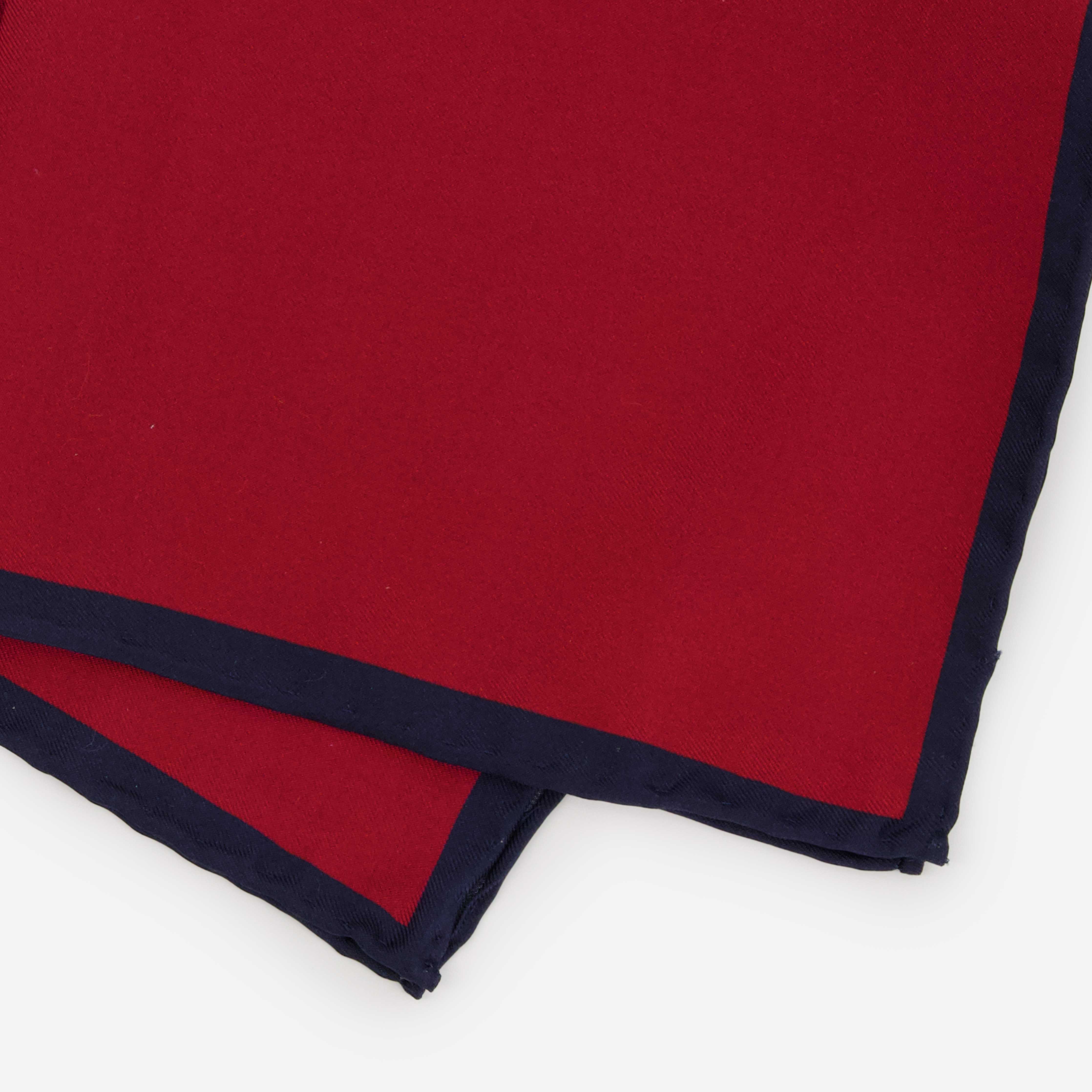 Red ornately printed silk pocket square - Canali US