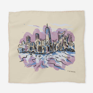 Hometown Chicago Skyline Light Champagne Pocket Square featured image
