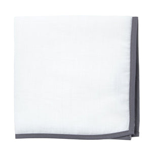 White Linen With Border Charcoal Pocket Square featured image
