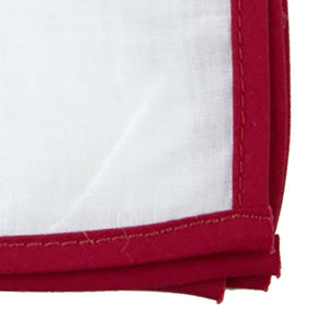 White Linen With Border Red Pocket Square alternated image 1