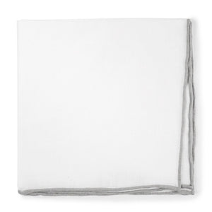 White Linen With Rolled Border Silver Pocket Square featured image