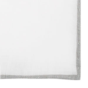White Linen With Rolled Border Silver Pocket Square alternated image 1