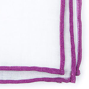 White Linen With Rolled Border Azalea Pocket Square alternated image 1