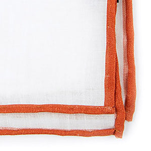 White Linen With Rolled Border Burnt Orange Pocket Square alternated image 1