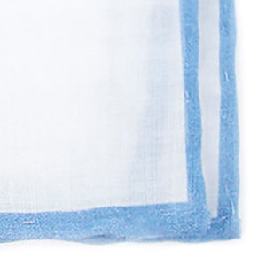 White Linen With Rolled Border Sky Blue Pocket Square alternated image 1