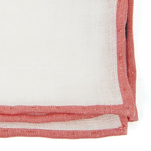 White Linen With Rolled Border Coral Pocket Square alternated image 1