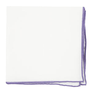 White Linen With Rolled Border Lavender Pocket Square featured image