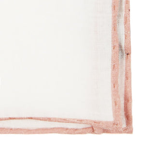 White Linen With Rolled Border Peach Pocket Square alternated image 1