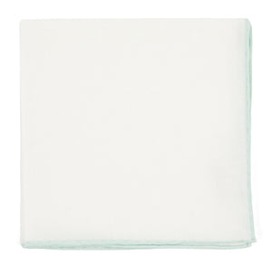 White Linen With Rolled Border Spearmint Pocket Square